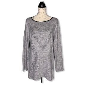 Tesoro Moda Embellished Chevron Print Sweater Sz M